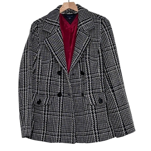 Tommy Hilfiger Jackets & Blazers - Tommy Hilfiger Womens Double Breasted Plaid Tweed Blazer Jacket Red Lining L